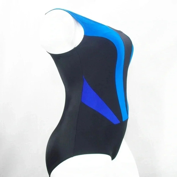 20W Longitude‎ Plus Size Colorblock Plunge Tummy Control 1PC Swim NWT - Picture 3 of 6